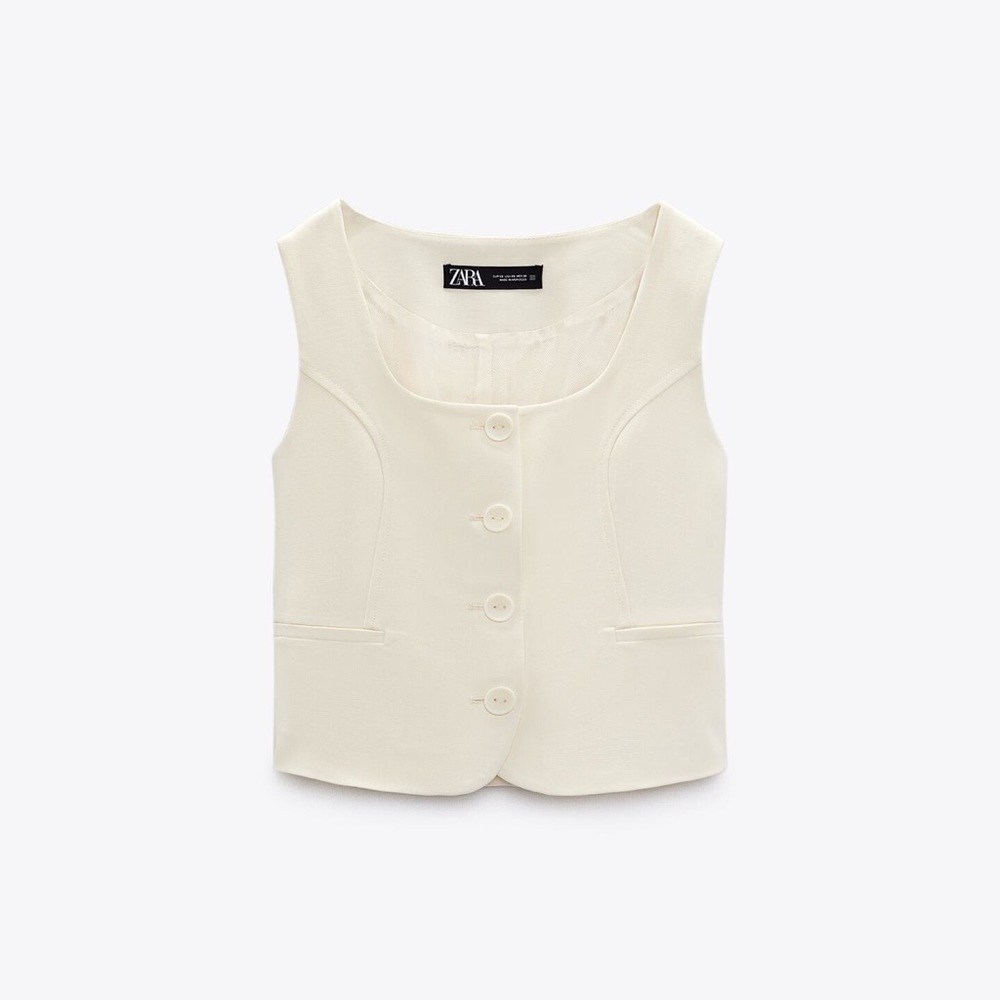Zara beige square neck vest wore once